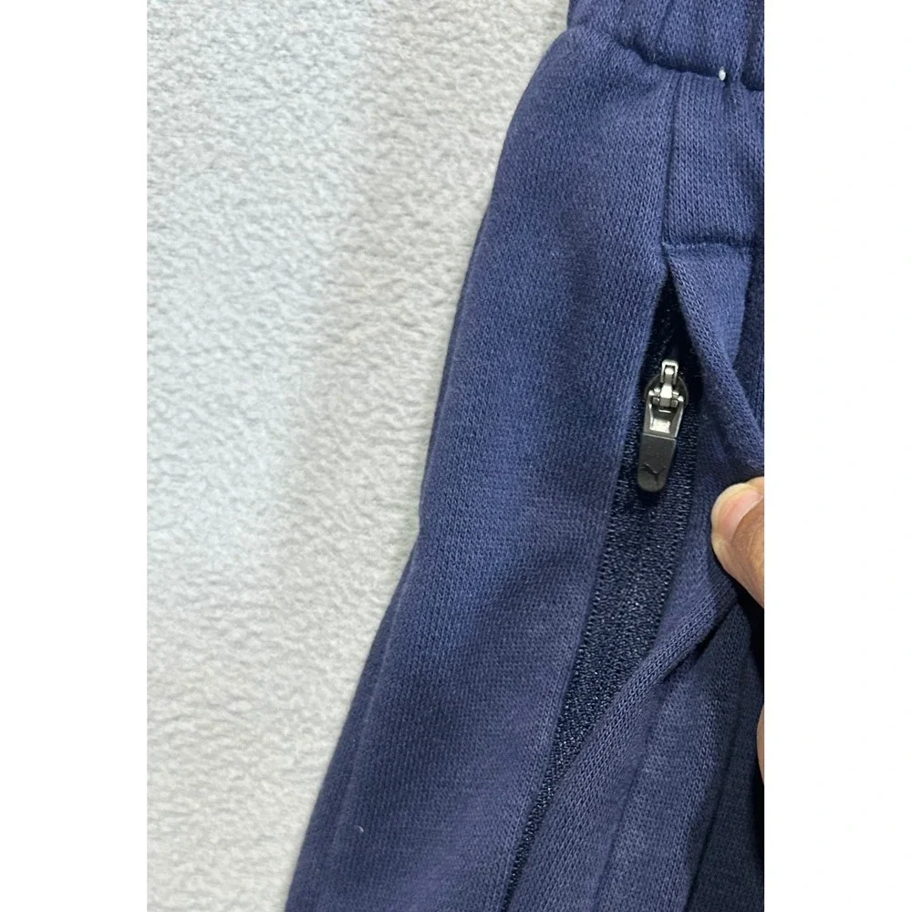 Puma Sweatpants Mens XL Navy Blue Fleece Zipper Pockets Drawstring Activewear